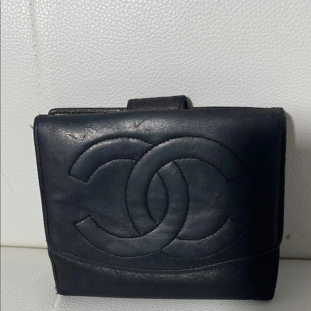 Authentic CHANEL Timeless CC Logo Lambskin Leather Wallet